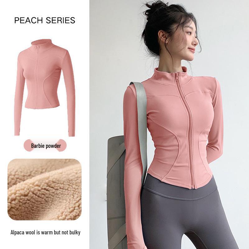 Women's Slim-Fit Fleece-Lined Running Jacket - Autumn/Winter 2025 Yoga & Fitness Long Sleeve.