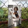 2D Flat Funny Dachshund On Toilet Metal Sign - Humorous Bathroom Wall Decor, Aluminum Hanging for Restroom, Bedroom or Man Cave - Unique Gift Idea