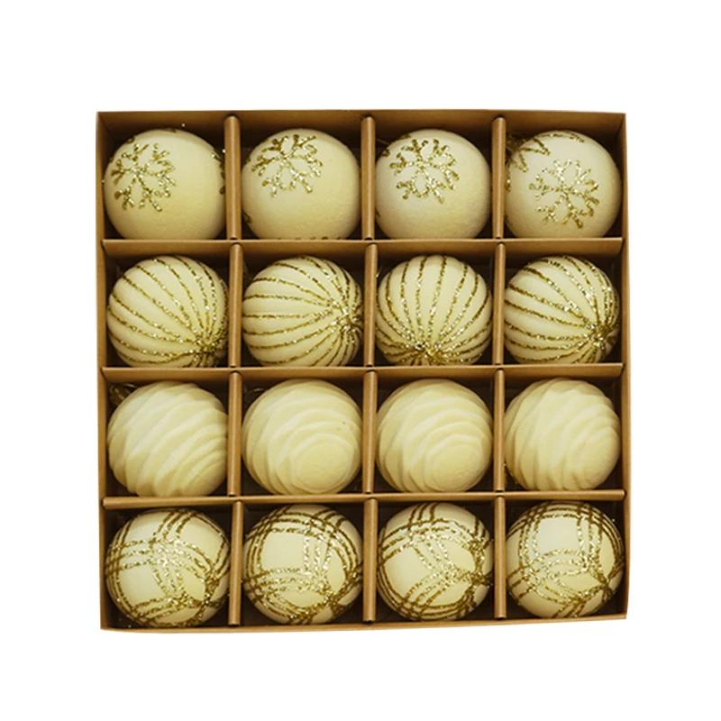 24pcs Wine Red Christmas Ball Ornaments Flocking Christmas Tree Party Decoration New Year Christmas Spheres Pendant Balls