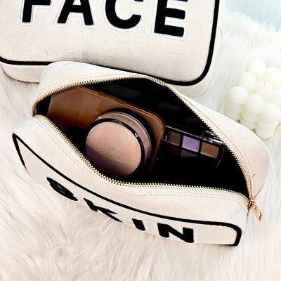 Kosmetiktasche mit großer Kapazität, Buchstabenaufdruck, Handheld-Reinigungstasche, Aufbewahrungstasche für Lotion, Lidschatten, Pinsel, Make-up-Etui