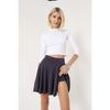 Women's Black Flared Shorts Skirt With Flexible Flared Pleated Shorts