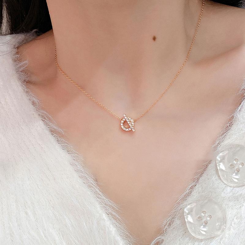 

Ожерелье из стерлингового серебра с бриллиантовой цепочкой на ключице и цепочкой на шею для женщин розового золота