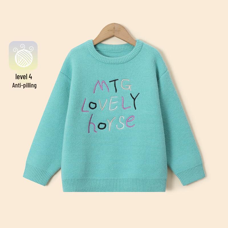 Montagut Girls  Thick Warm Letter Embroidered Pullover Sweater 120