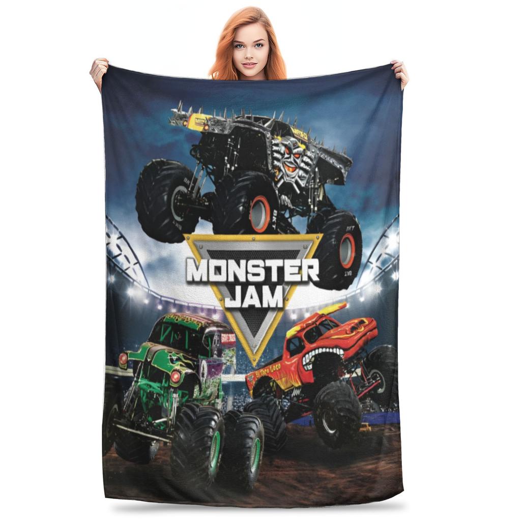 Bequeme Monster Jam Grave Digger Decke Merch Bettwäsche Dekorative Decke Überwurf Ultra-Weicher Samt für Draußen