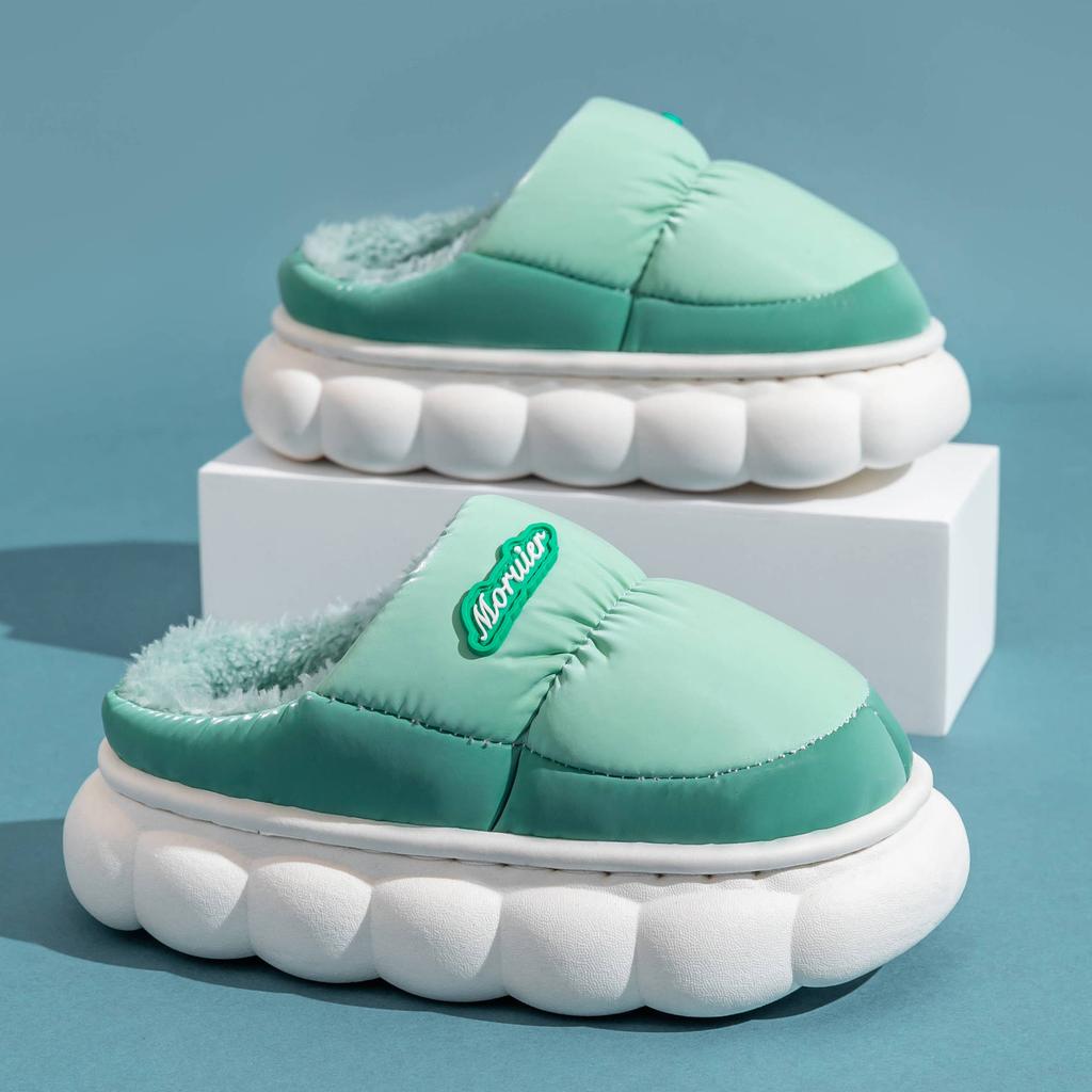 Winter children's cotton slippers bag heel parent-child cotton shoes older children's warm down thickened non-slip waterproof down shoes home