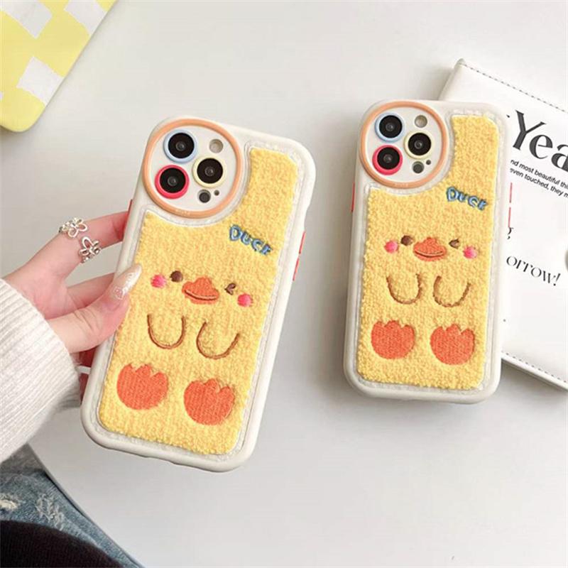 

Милый плюшевый чехол для телефона с уткой для iPhone 15 14 13 12 11 Pro Max, мягкий противоударный чехол из ТПУ