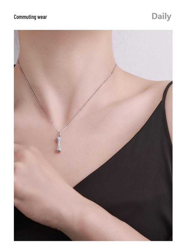 Wang Yibo Inspired S925 Silver Diamond Bone Necklace - Luxurious Unisex Pendant