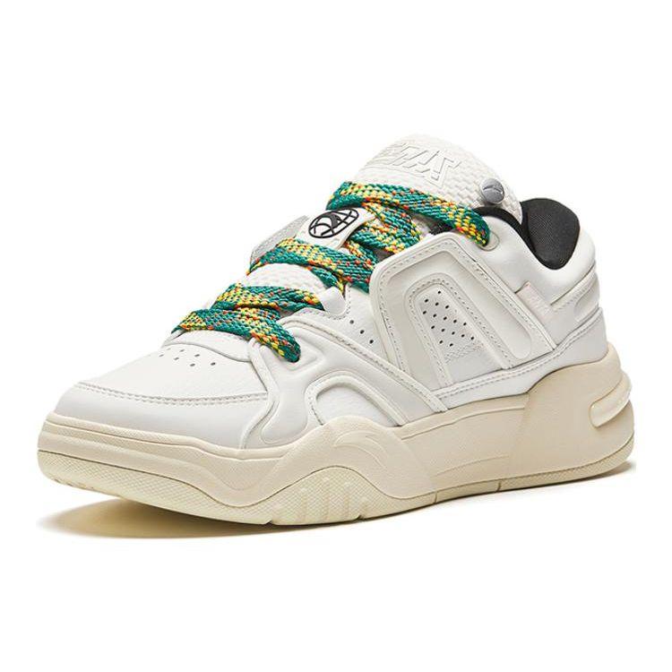 Anta Aojie Sports Durable Low-Top Skate Shoes Women Sneakers Off-White Green 122348070-2