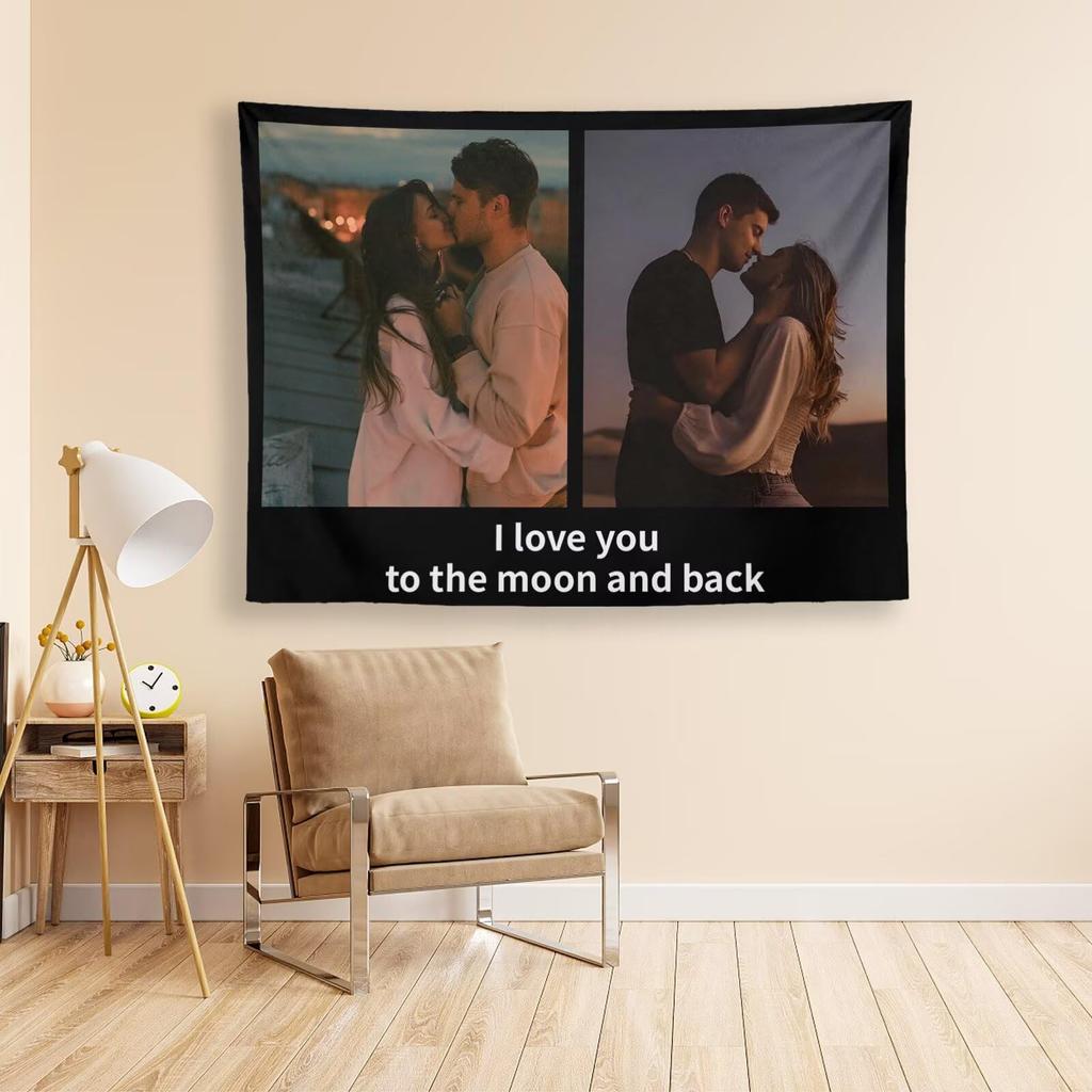 Custom Tapestry Upload Images/Text Customized Tapestry Wall Hanging Backdrop for Bedroom Dorm Wedding Multiple Sizes