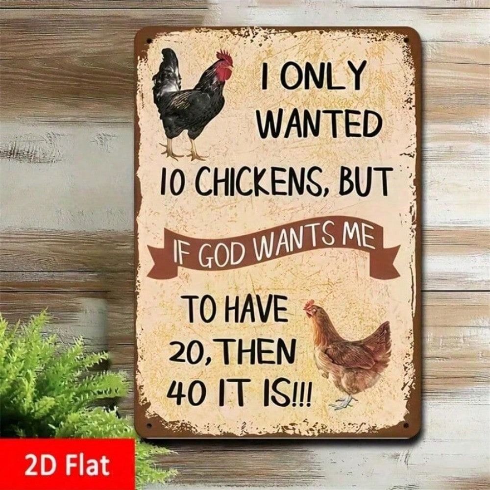 Metal Rooster Sign Vintage Farmhouse Decor Rustic Chicken Coop Art 20x30 cm