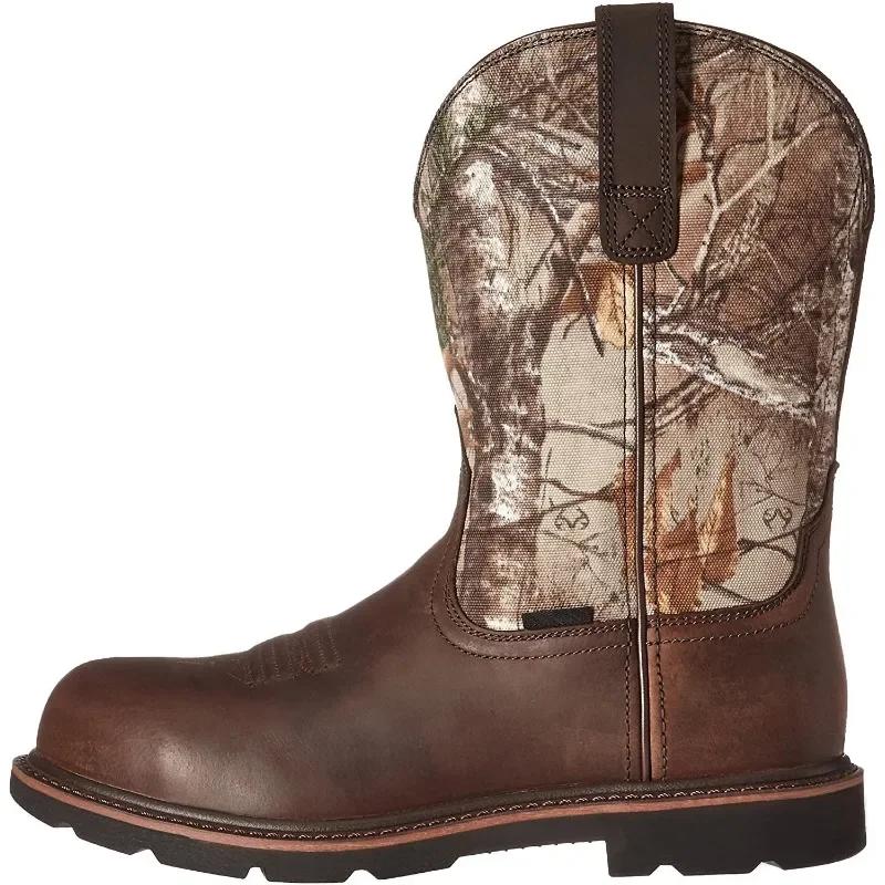 Men Leather Western Boot Comfortable Knight Boots Anti-slip Vintage Cowboy Boots Comfort Walking Chelsea Boot Zapatillas Male