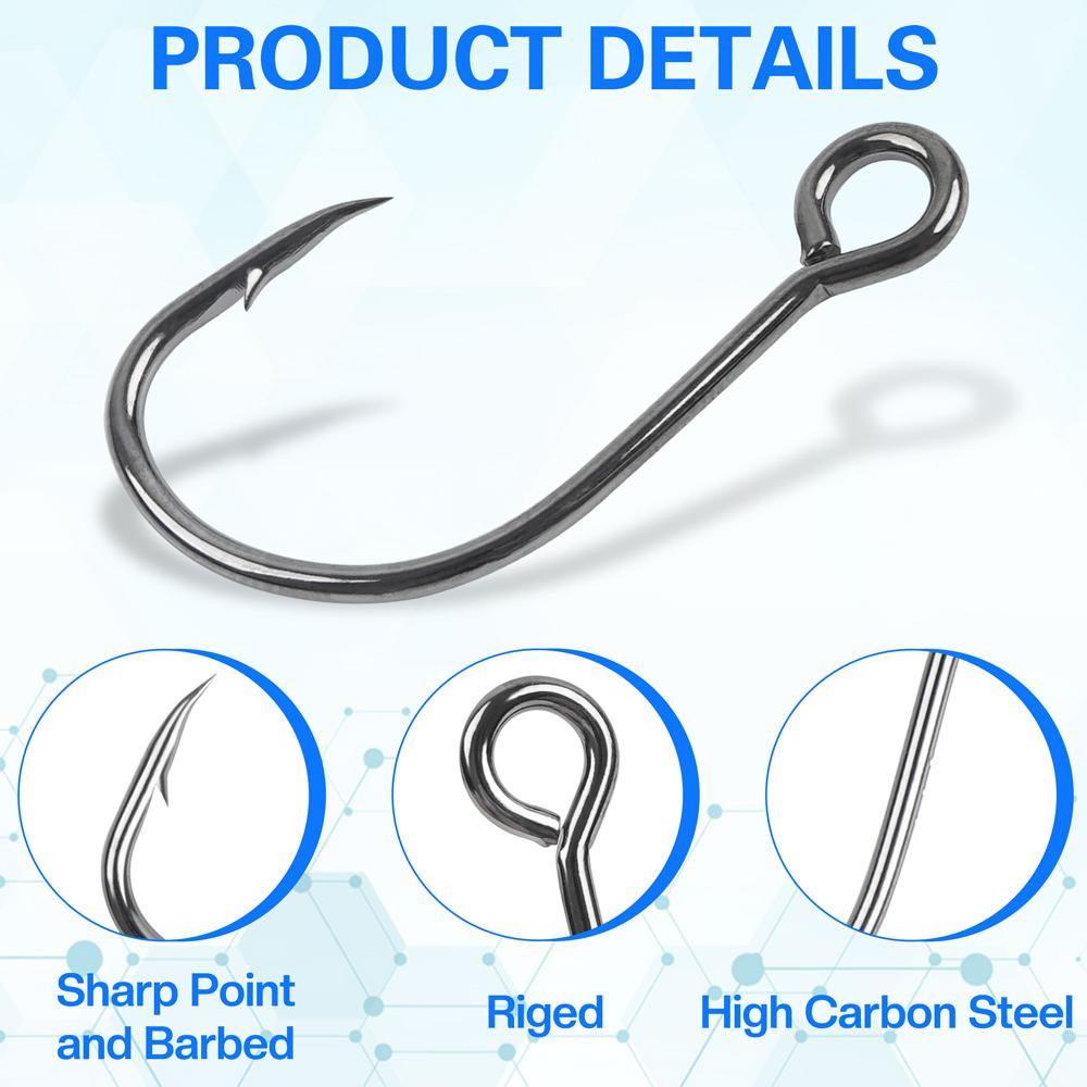 50Pcs Inline Single Hooks Replacement Fishing Barbed Hooks for Fishing Spoon Spinner Lures Baits Inline Circle Hooks
