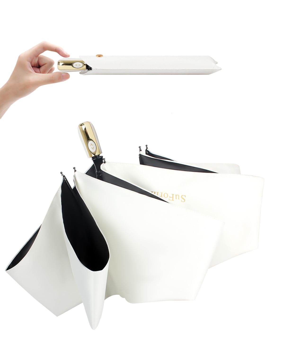 

Новый автоматический открывающийся и складывающийся складной УФ-свет тепло УФ ветрозащитный и водонепроницаемый для солнечной и дождливой легко для мужчин и День [Выпуск 2023] бежевый