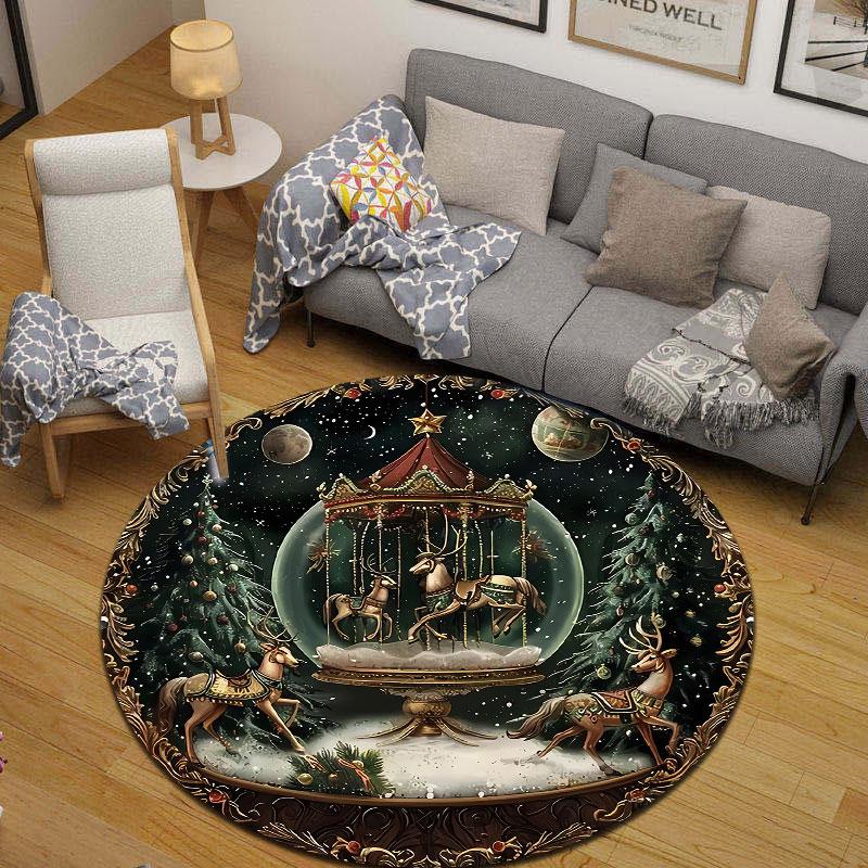 Cloud Sky Pattern Round Area Rug, Soft Blue
