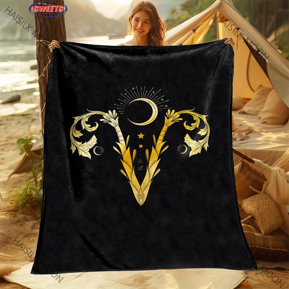 Mystery Aries Printed Blanket Super Soft Flannel Throw Blanket Lightweight Fluffy Plush Fuzzy Bed Blankets for Home Bedding Sofa