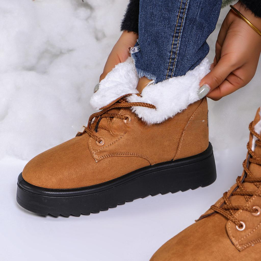 New Oversized Snow Boots with Winter Fleece and Thick Warm Short Boots for Women, Cotton Shoes