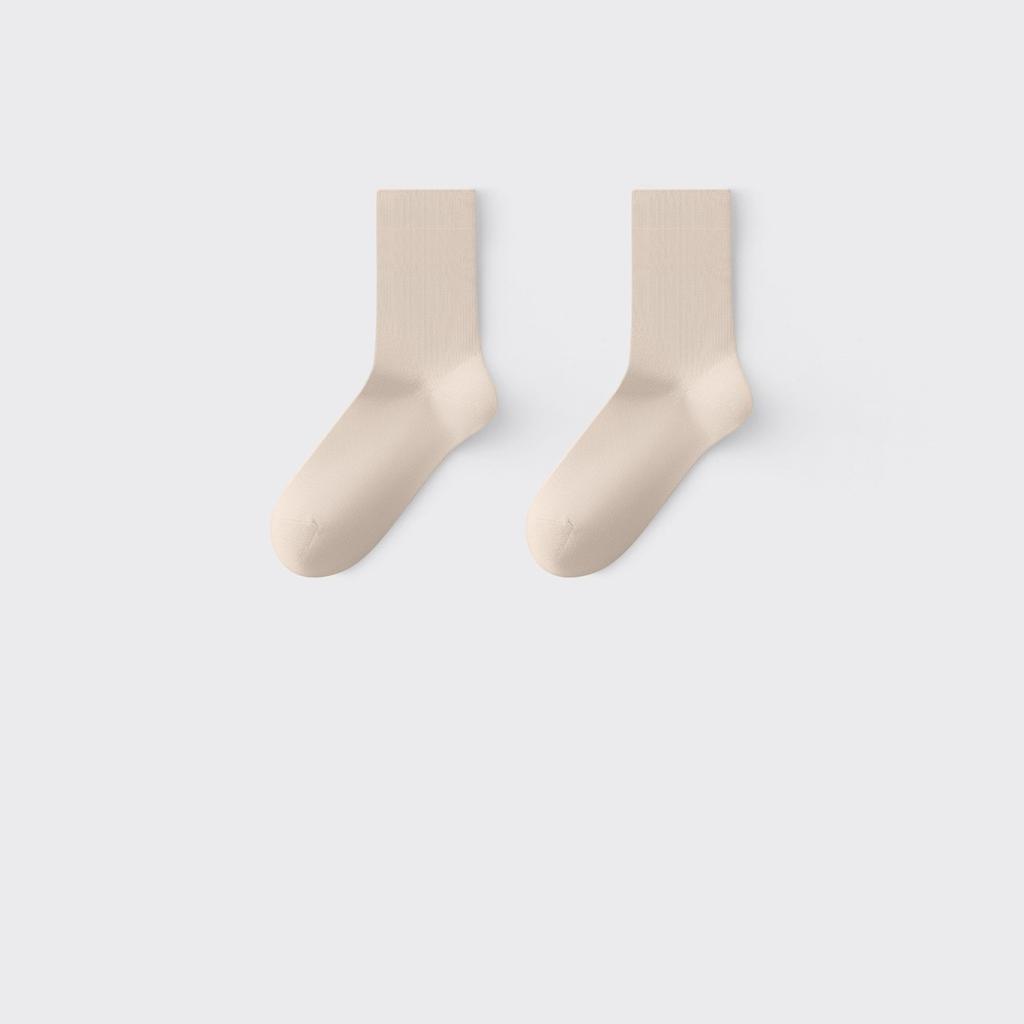 5/10 Pairs Women's Seamless Solid-Color Cotton Mid-Calf Socks
