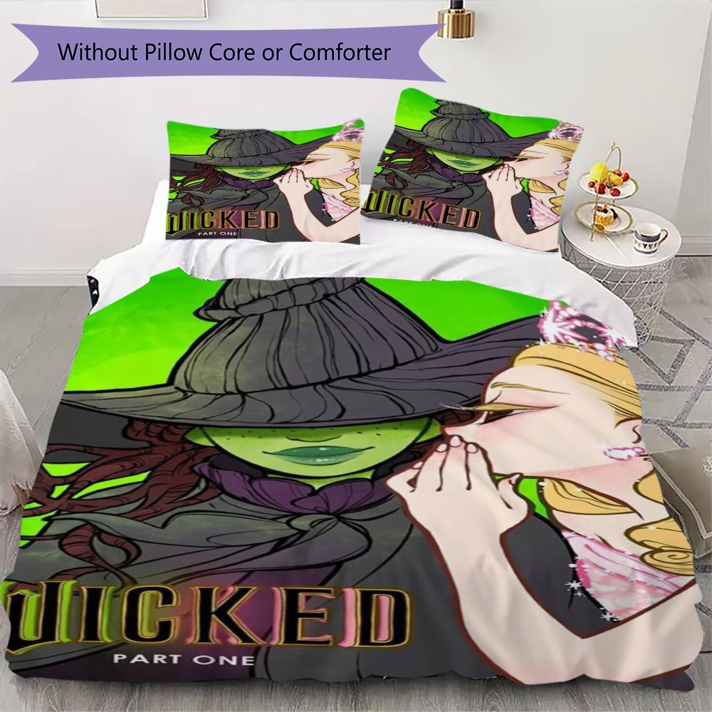 WICKED Pattern Bedding,Quilt Set Quilt Cover Pillowcase Home Birthday Gift(1 * Duvet Cover + 2 * Pillowcase, Without Core)_lx