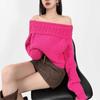 Autumn and Winter High-necked Vertical Pit Strip Knitted Sweater Women's New Spice Girls Wear One-word Shoulder Slim-fit Short Sweater