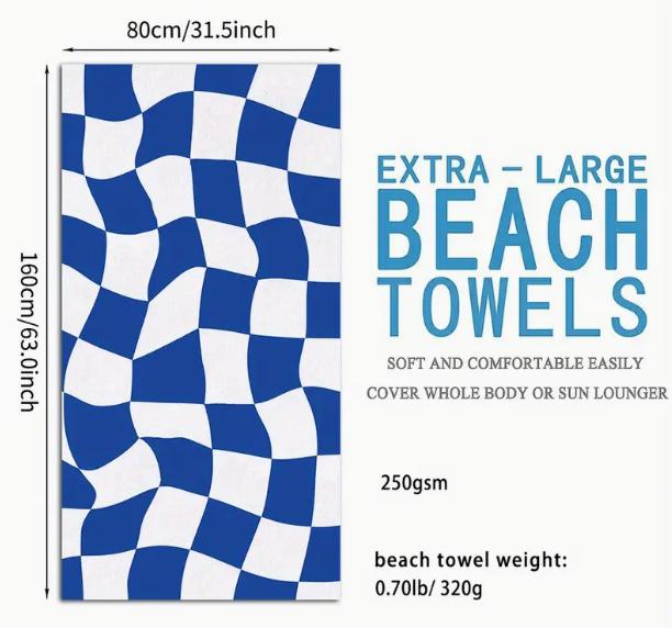 Personalized Beach Towel Custom Name Cross Border Microfiber Beach Towel Anti-Sand Super Absorbent Bath Towel Large Quick Drying