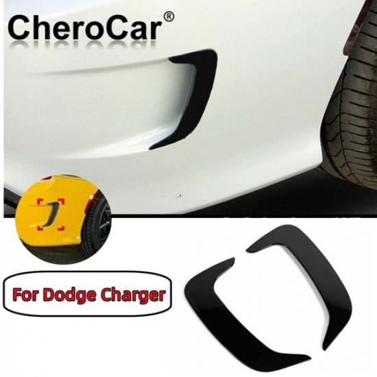 2XBlack Rear Side Bumper Fin Air Vent Outlet Cover Trim Bezel For Dodge Charger