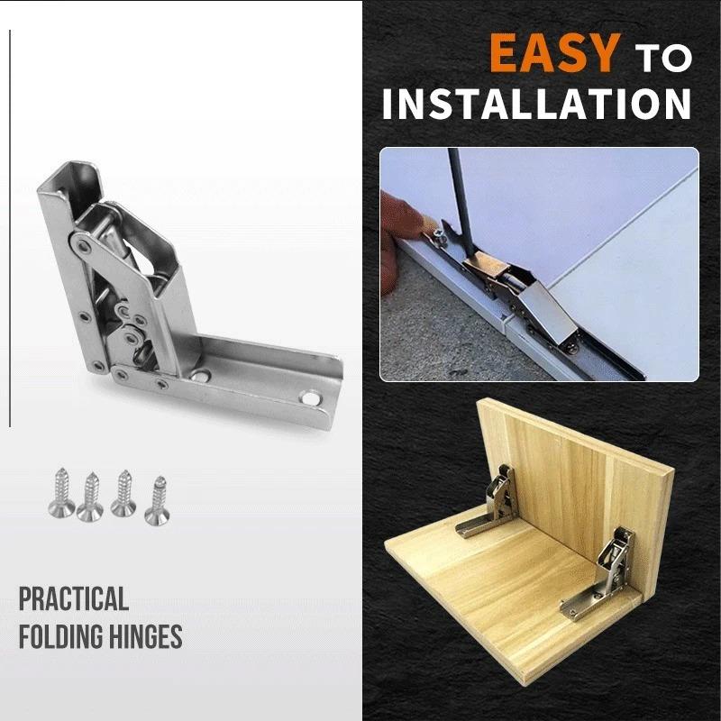 4PCS Folding Hinges Opening-Free 90 Degree Spring Furniture Hinges Damper Buffer Soft Close for Cabinet Cupboard Kitchen Hardware