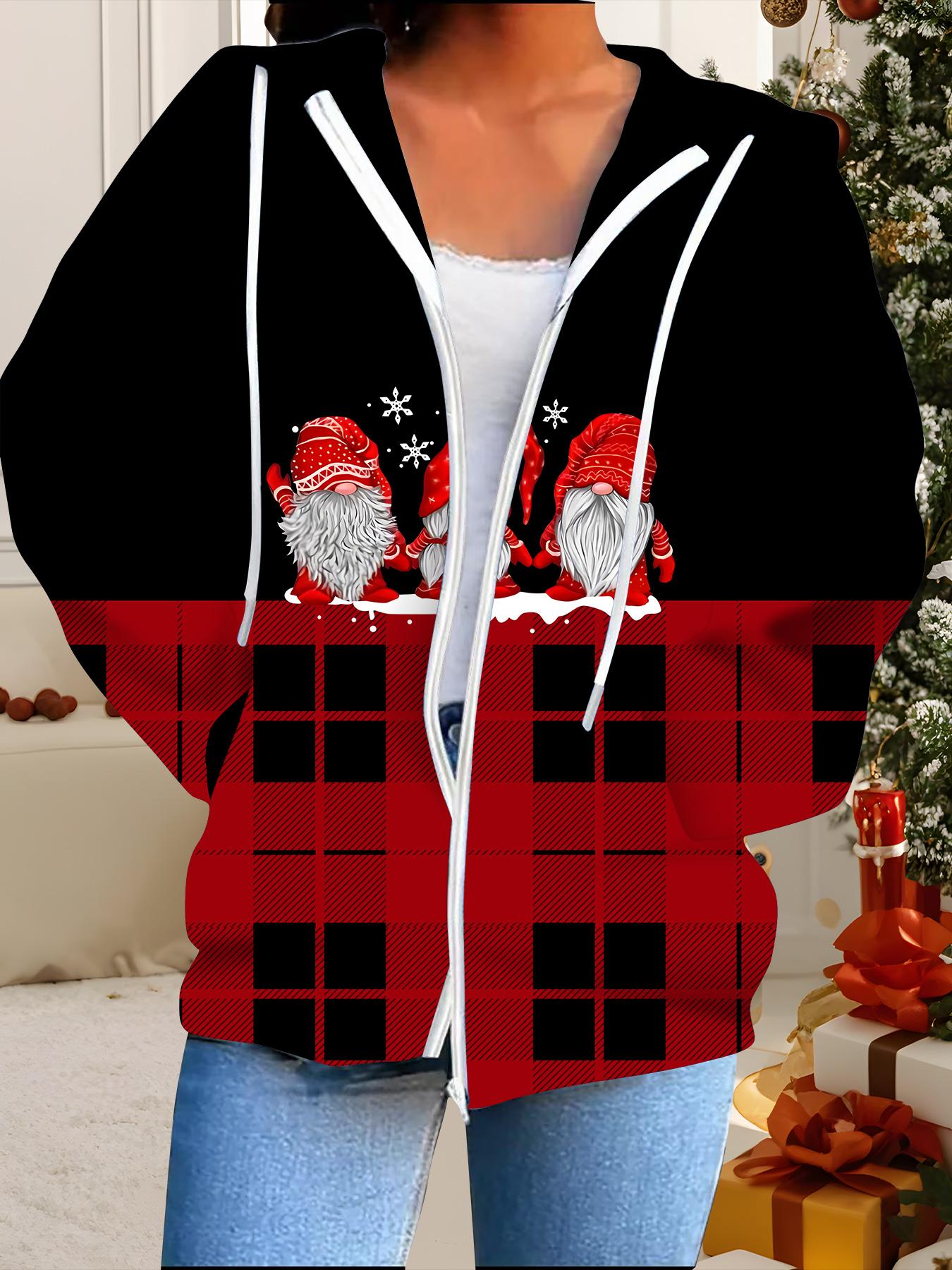 

Рождественский кардиган с капюшоном, 3D-печать, большого размера, осенне-зимний, в стиле ретро 6XL красный