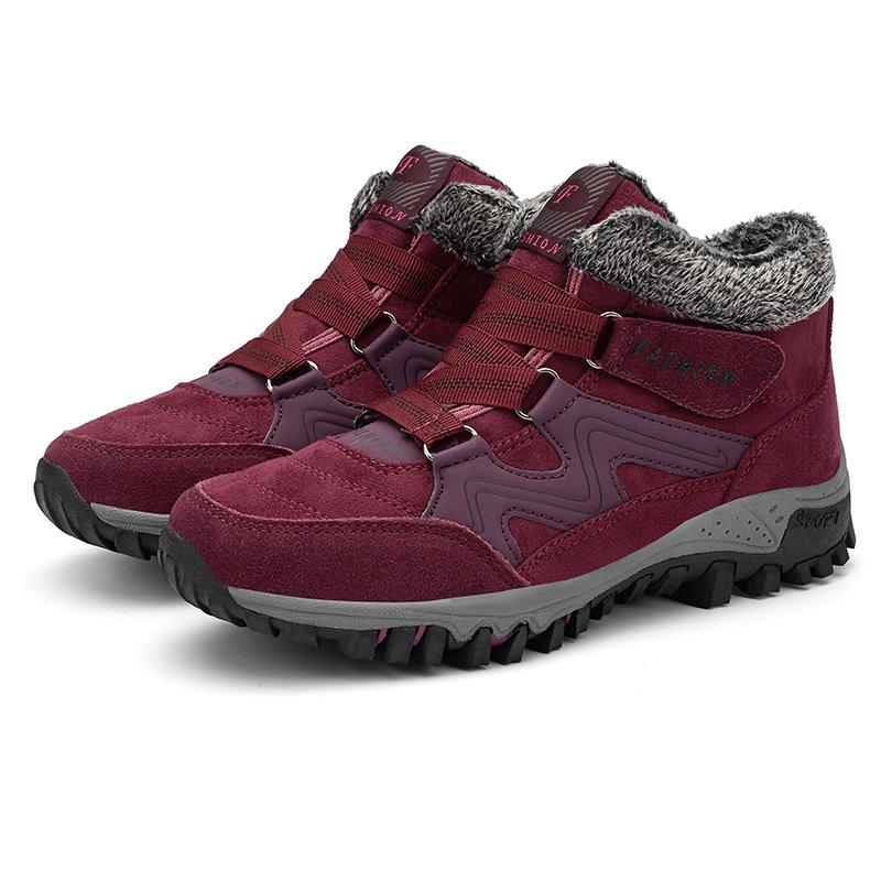 Women's Winter Snow Boots Velcro, Thick Sole, Warm Cotton, Plus Velvet