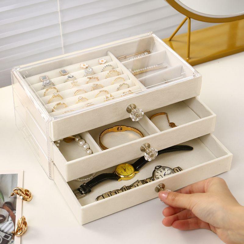 3/5Layer Flannel Jewelry Box Earring Necklace Ring Boxes Jewelry Dustproof Tabletop Organizers Multifunctional Storage Box Gifts
