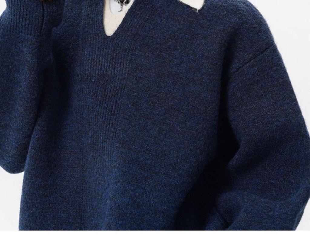 Men's Retro Knit Polo: Stylish Lapel Two-Piece Sweater in Casual, Luxurious Style.
