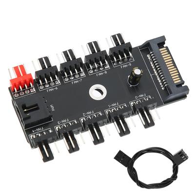 Hub wentylatorów 4-pin PWM Zintegrowany kabel adapter zasilania Rozdzielacz 1 do 10 do chłodzenia CPU Port SATA