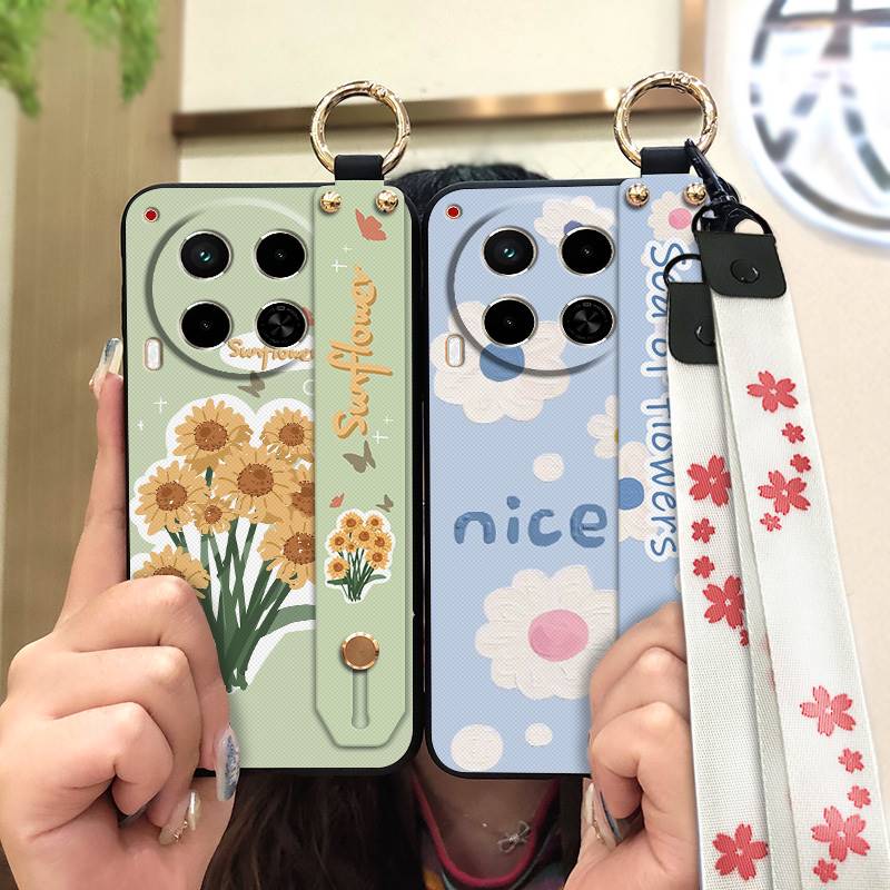 Waterproof Durable Phone Case For Tecno Camon30/4G/5G/CL6/CL7 Oil Painting Soft Case Kickstand Wristband Protective Ring