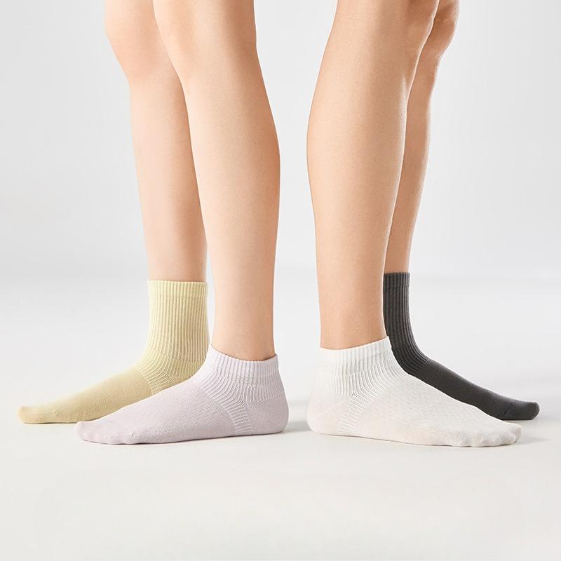 Right-angle Socks for Women, Spring and Summer, Thin Pure Cotton Short Socks, Mesh Breathable, White Boneless Socks