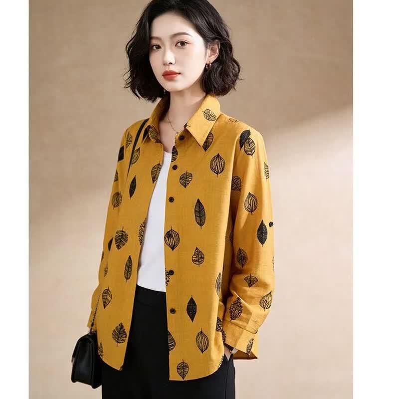 Women's Retro Printed Lapel Shirt