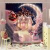 Santa Claus Reindeer Carriage House Night Pink Shower Curtain, Christmas Fantasy Polyester