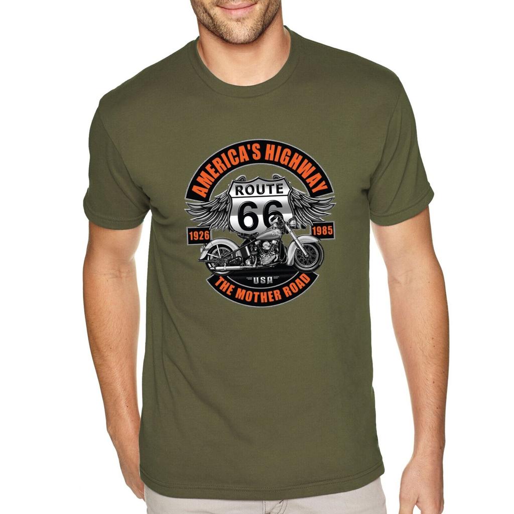 Americas Highway Route 66 USA Mother Road Motorcycle TShirt 100 Cotton ONeck Short Sleeve Summer Casual Mens Tshirt