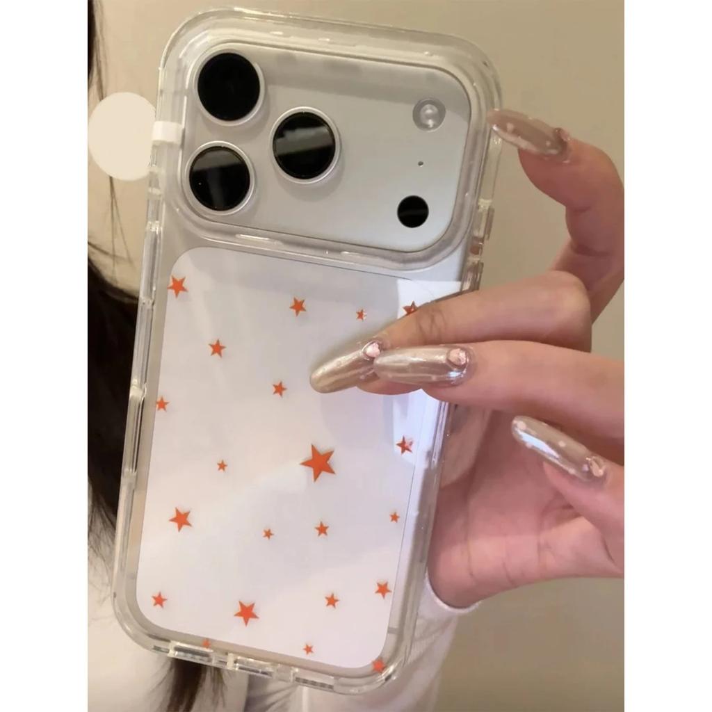 ins Korean orange little star, suitable for Apple 17Promax mobile phone case IP16 transparent 15 space case 14pro.