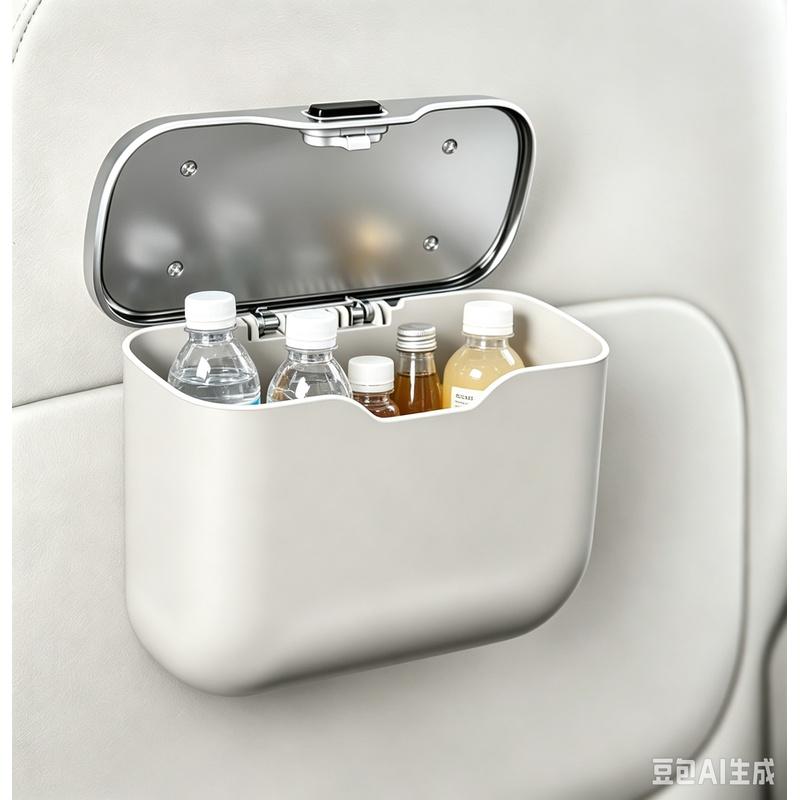 Multifunctional Hanging Car Trash Can With Press Top Lid Wet & Dry Storage Bin For Auto Interior Accessories
