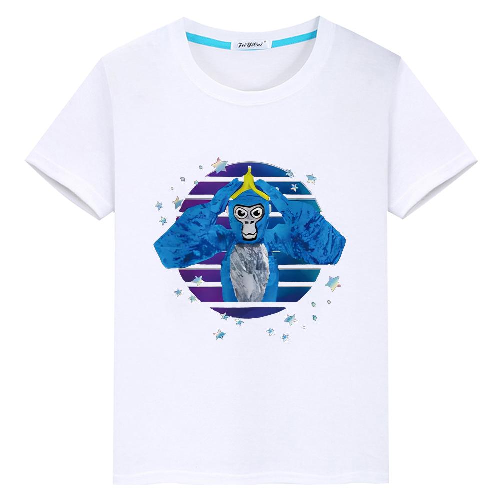 

Футболка для детей, мальчик 10 лет, с принтом гориллы, кавайные шорты, 100% хлопок, аниме-топы, футболка с принтом гордости y2k, цельная одежда для девочек 100 белый