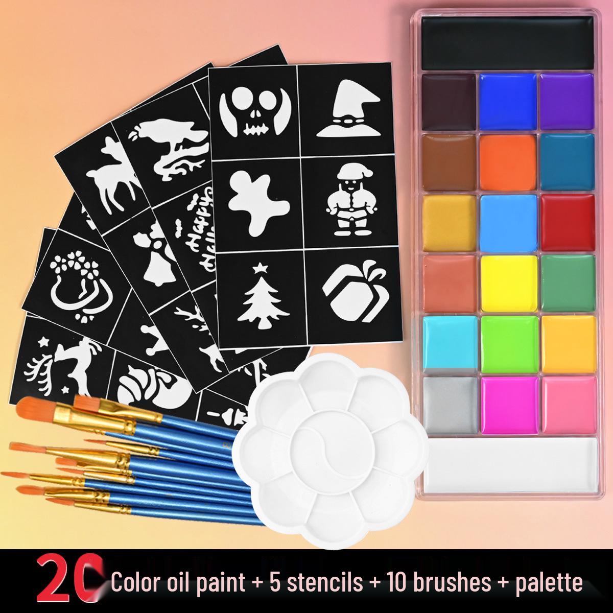 

20-Color Oil Face Paint Set for Kids - Ideal for Festivals, Stage, Halloween, and Christmas 208g