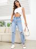 European & American Style Women's Slimming Ripped Straight-Leg Denim Pants