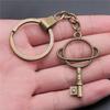 Punk Airplane Gear Steampunk Themed Antique Bronze Metal Keychain with 30mm Ring for Boys Bag Charm