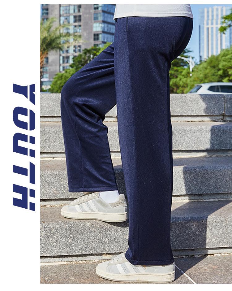 Dark Blue Unisex Student School Uniform Straight-Leg Pants - Summer Thin & Spring/Fall Loose Fit