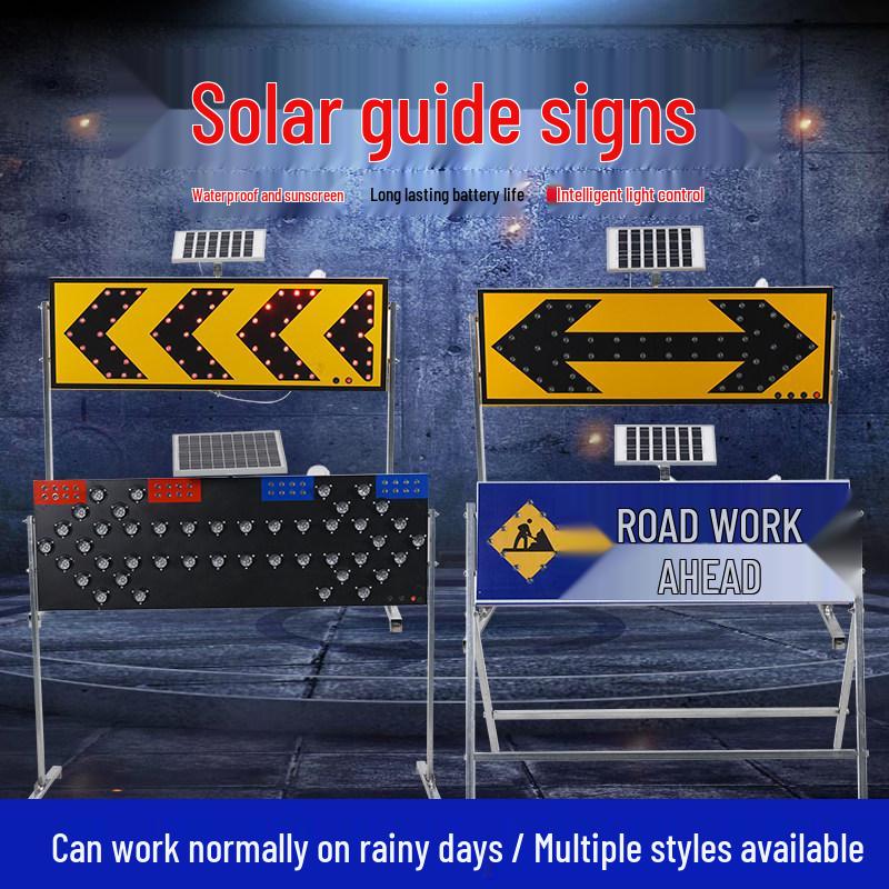 Solar LED Traffic Arrow Guide Light: Single/Double Direction Warning and Indication Signal 108cm Solar Bidirectional with T-Bracket