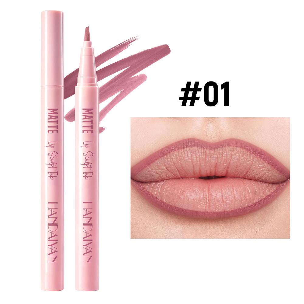 2-in-1 Lip Liner Lipstick Pen Waterproof Smudge-proof Non-stick Cup Lip Contour Pen Easy Coloring Non-fading Color Lips Makeup