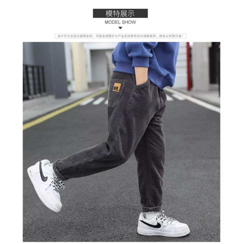 Boys Casual Fleece Lined Corduroy Long Pants Big Kids Children Trousers