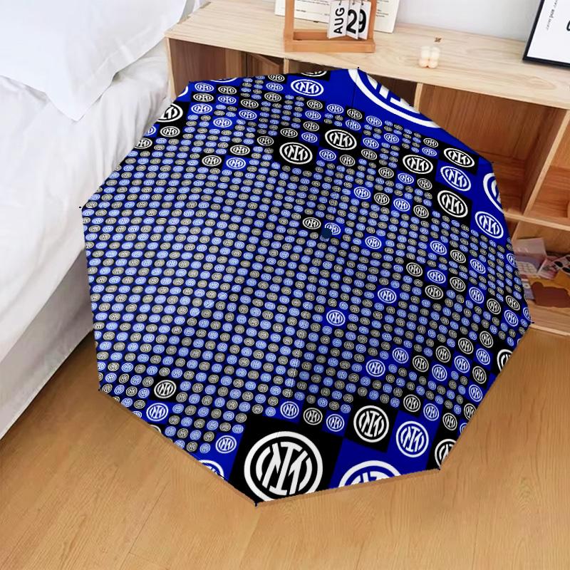 1PC Mi-lan FC Emblem Printed Umbrella Folding Umbrella, Automatic Umbrella 8-Frame for Travel, Camping Fan Gifts Christmas Gifts