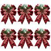 Christmas Burlap Plaid Bow with Pine Cones Pine Needles Large Buffalo Plaid Bow Xmas Wreath Checkered Bow for Holiday Crafts Home Party Tree Decor