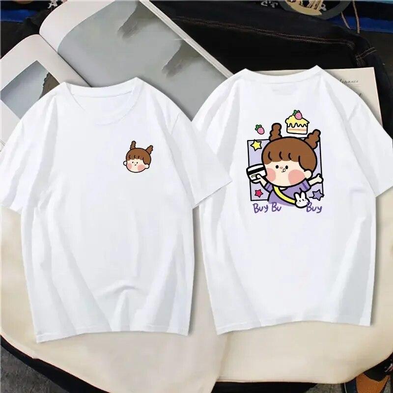 Letnia damska koszulka Kawaii japońska anime Sailor Moon biała/czarna koszulka unisex odzież krótki rękaw topy Y2k Streetwear