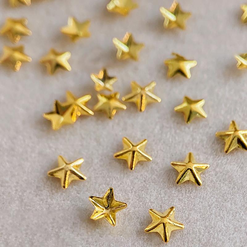 1 Bag Hollow Star Nail Art Charms 3D Metal Five-Pointed-Star Gold Silver Diamond Nail Decoration Luxury Manicure Accessories